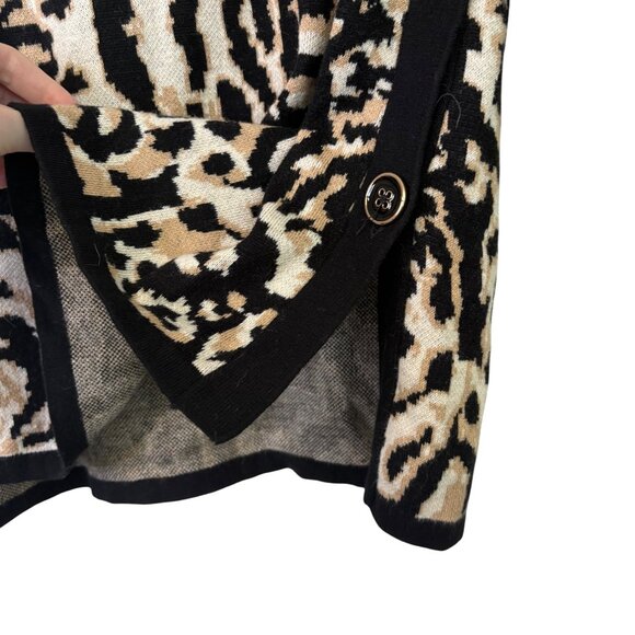 Chicos Animal Print Mock Neck Cashmere Blend Tunic Sweater With Side Buttons Siz - Picture 10 of 14